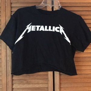 Grunge Metallica cropped black T-shirt